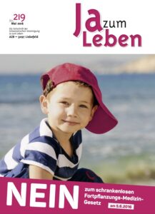 Titelbild Zeitschrift Ja zum Leben Mai 2016